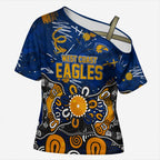 Personalized West Coast Eagles Cross Shoulder Shirt Aboriginal Dot Painting Graffiti Style