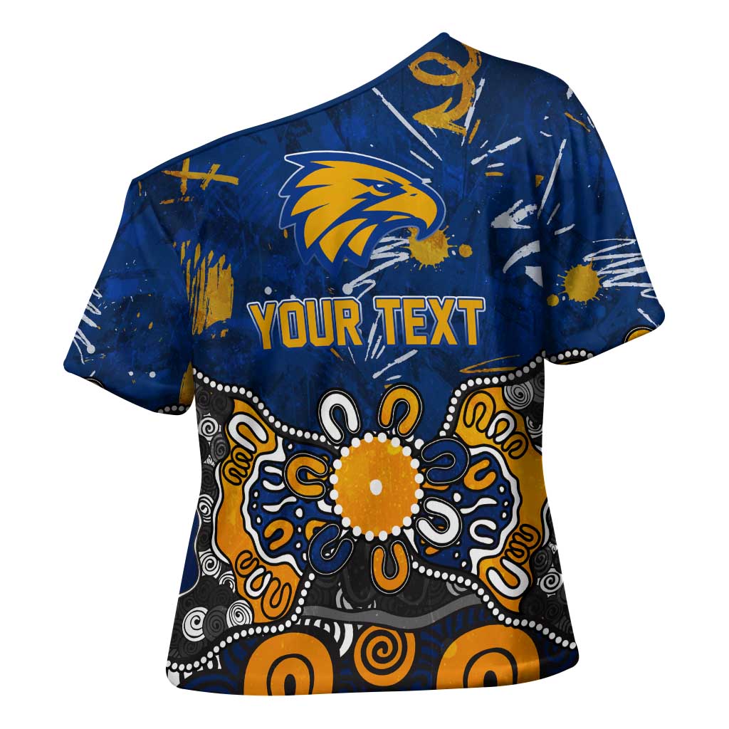 Personalized West Coast Eagles Cross Shoulder Shirt Aboriginal Dot Painting Graffiti Style