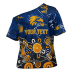 Personalized West Coast Eagles Cross Shoulder Shirt Aboriginal Dot Painting Graffiti Style