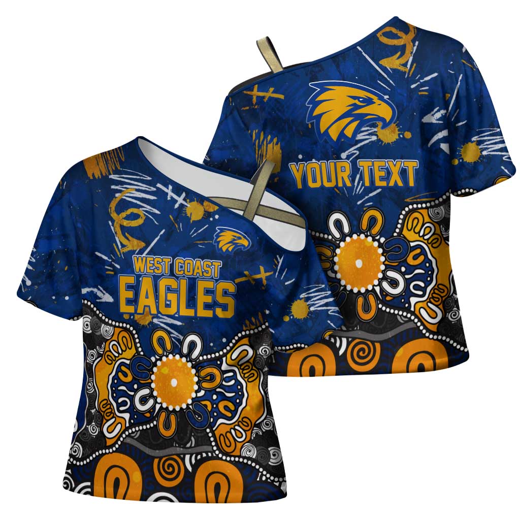 Personalized West Coast Eagles Cross Shoulder Shirt Aboriginal Dot Painting Graffiti Style