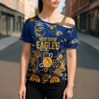 Personalized West Coast Eagles Cross Shoulder Shirt Aboriginal Dot Painting Graffiti Style