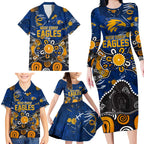 Personalized West Coast Eagles Family Matching Long Sleeve Bodycon Dress and Hawaiian Shirt Aboriginal Dot Painting Graffiti Style