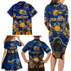 Personalized West Coast Eagles Family Matching Long Sleeve Bodycon Dress and Hawaiian Shirt Aboriginal Dot Painting Graffiti Style