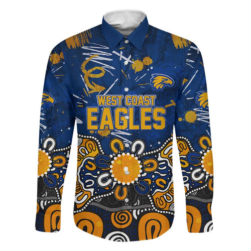 Personalized West Coast Eagles Family Matching Long Sleeve Bodycon Dress and Hawaiian Shirt Aboriginal Dot Painting Graffiti Style