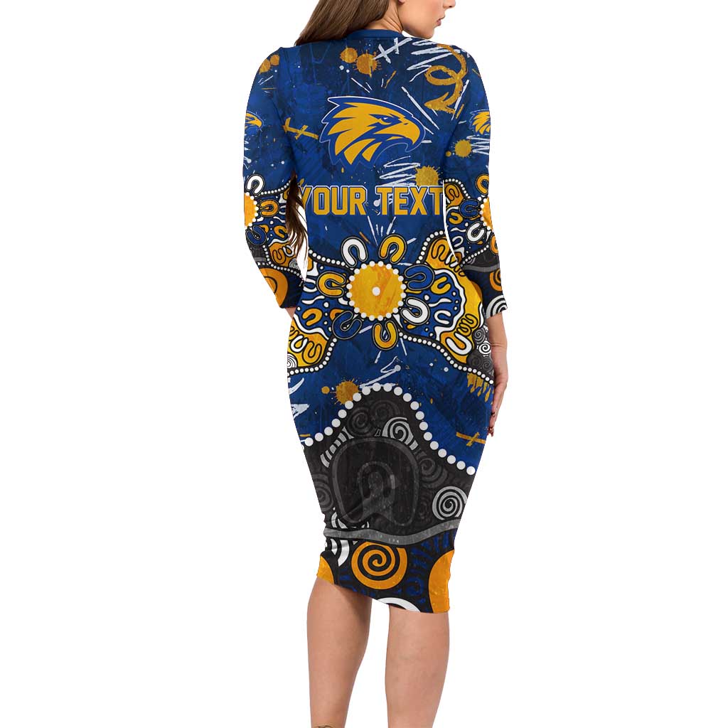 Personalized West Coast Eagles Family Matching Long Sleeve Bodycon Dress and Hawaiian Shirt Aboriginal Dot Painting Graffiti Style