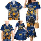 Personalized West Coast Eagles Family Matching Mermaid Dress and Hawaiian Shirt Aboriginal Dot Painting Graffiti Style