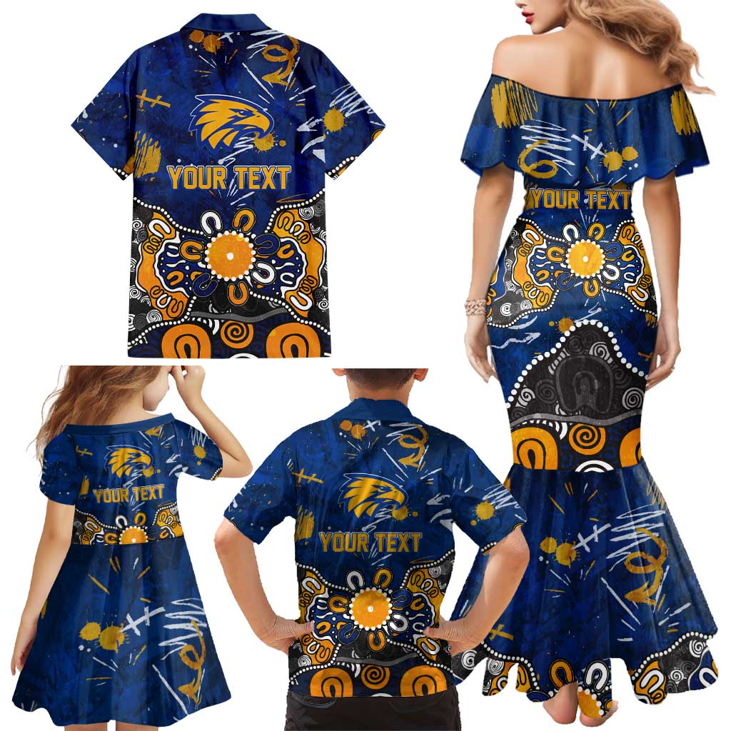Personalized West Coast Eagles Family Matching Mermaid Dress and Hawaiian Shirt Aboriginal Dot Painting Graffiti Style
