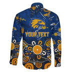 Personalized West Coast Eagles Family Matching Off The Shoulder Long Sleeve Dress and Hawaiian Shirt Aboriginal Dot Painting Graffiti Style