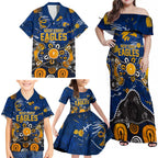 Personalized West Coast Eagles Family Matching Off Shoulder Maxi Dress and Hawaiian Shirt Aboriginal Dot Painting Graffiti Style