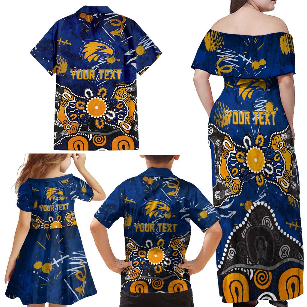 Personalized West Coast Eagles Family Matching Off Shoulder Maxi Dress and Hawaiian Shirt Aboriginal Dot Painting Graffiti Style