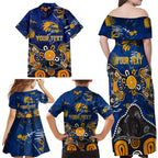 Personalized West Coast Eagles Family Matching Off Shoulder Maxi Dress and Hawaiian Shirt Aboriginal Dot Painting Graffiti Style