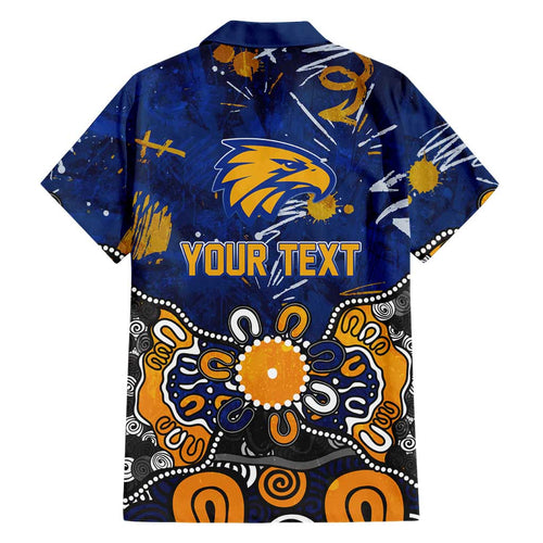 Personalized West Coast Eagles Family Matching Off Shoulder Short Dress and Hawaiian Shirt Aboriginal Dot Painting Graffiti Style
