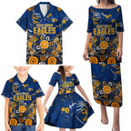 Personalized West Coast Eagles Family Matching Puletasi and Hawaiian Shirt Aboriginal Dot Painting Graffiti Style