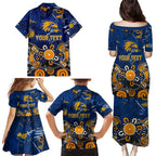 Personalized West Coast Eagles Family Matching Puletasi and Hawaiian Shirt Aboriginal Dot Painting Graffiti Style