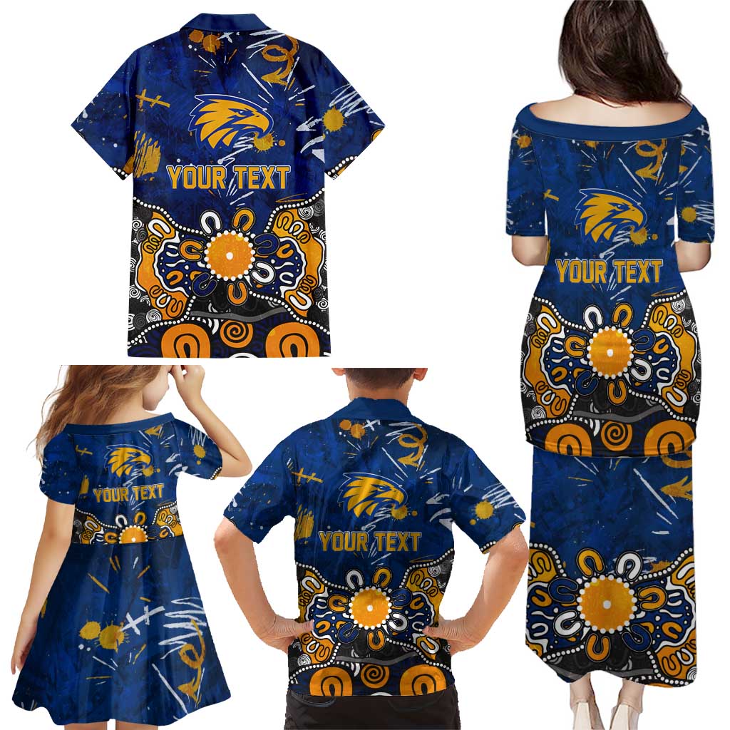 Personalized West Coast Eagles Family Matching Puletasi and Hawaiian Shirt Aboriginal Dot Painting Graffiti Style
