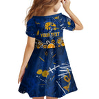 Personalized West Coast Eagles Family Matching Short Sleeve Bodycon Dress and Hawaiian Shirt Aboriginal Dot Painting Graffiti Style
