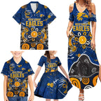 Personalized West Coast Eagles Family Matching Summer Maxi Dress and Hawaiian Shirt Aboriginal Dot Painting Graffiti Style