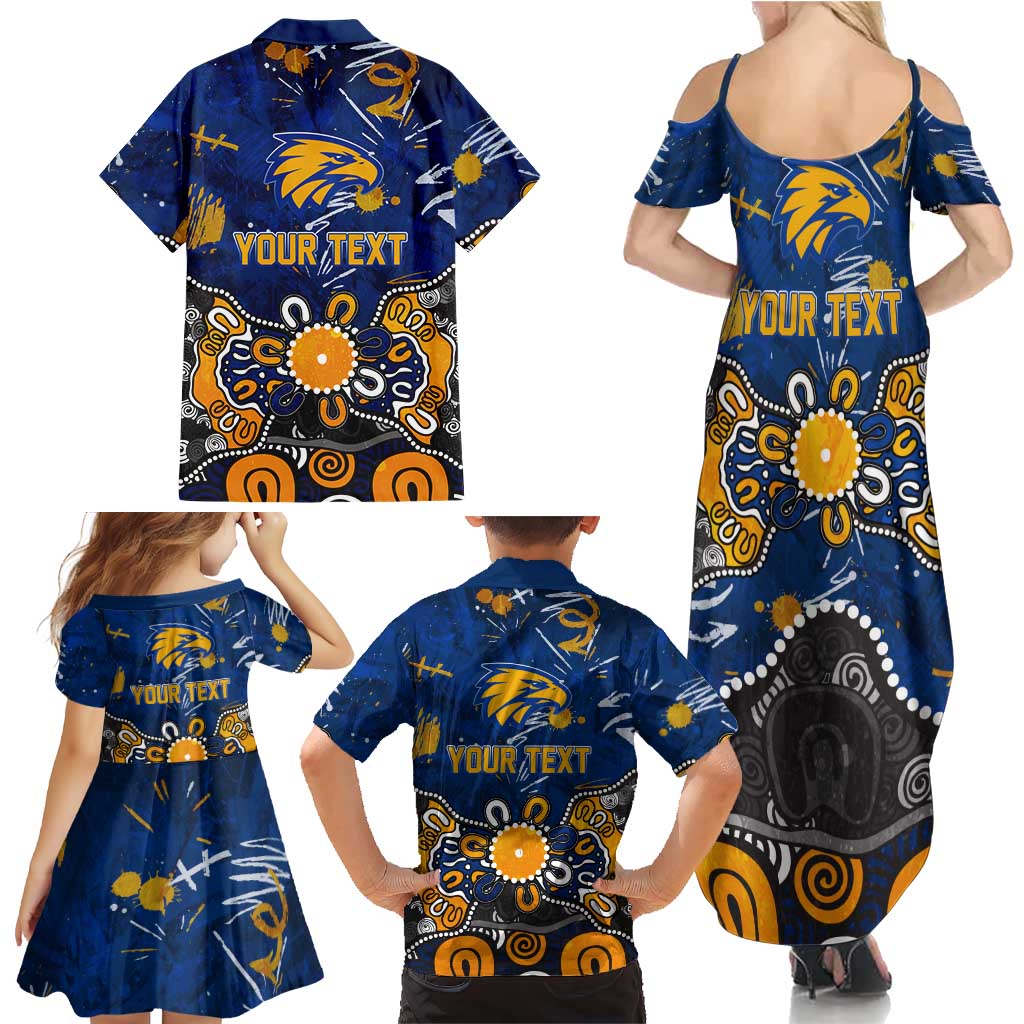 Personalized West Coast Eagles Family Matching Summer Maxi Dress and Hawaiian Shirt Aboriginal Dot Painting Graffiti Style