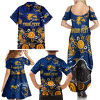 Personalized West Coast Eagles Family Matching Summer Maxi Dress and Hawaiian Shirt Aboriginal Dot Painting Graffiti Style
