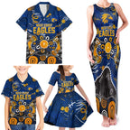Personalized West Coast Eagles Family Matching Tank Maxi Dress and Hawaiian Shirt Aboriginal Dot Painting Graffiti Style