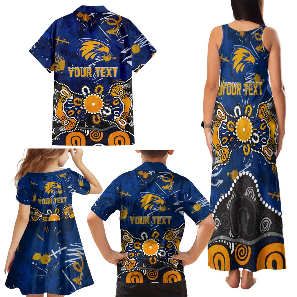 Personalized West Coast Eagles Family Matching Tank Maxi Dress and Hawaiian Shirt Aboriginal Dot Painting Graffiti Style