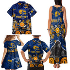 Personalized West Coast Eagles Family Matching Tank Maxi Dress and Hawaiian Shirt Aboriginal Dot Painting Graffiti Style