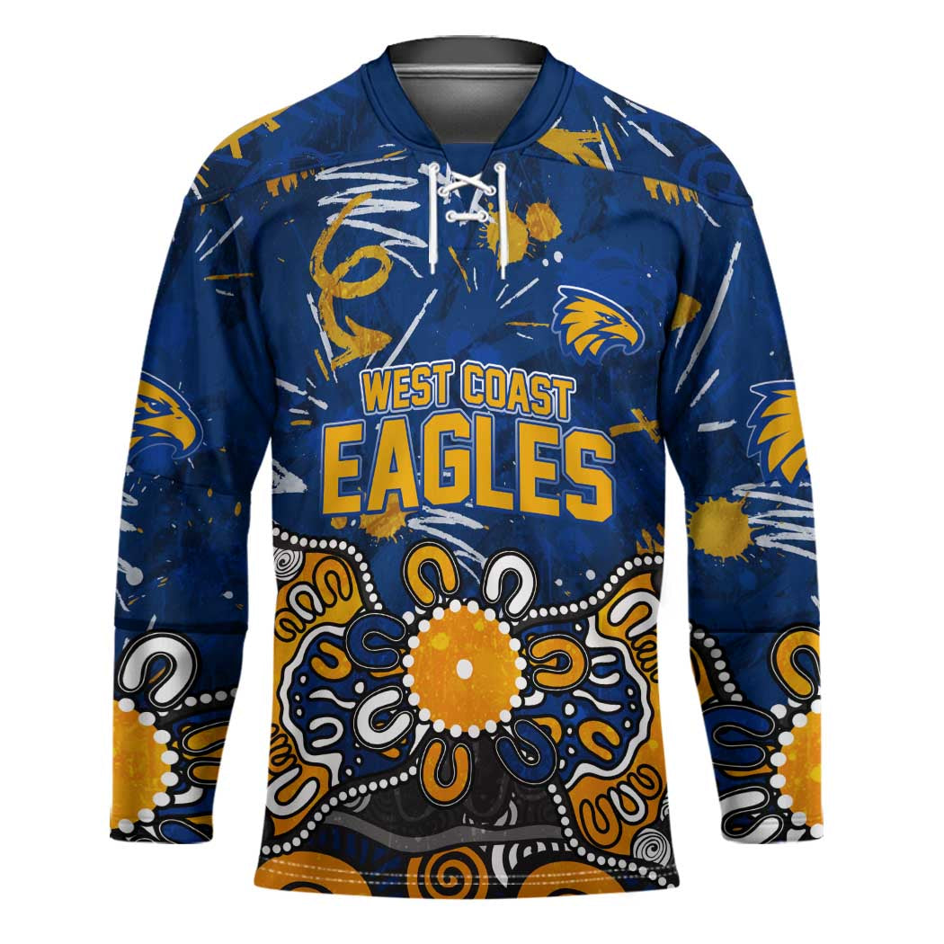 Personalized West Coast Eagles Hockey Jersey Aboriginal Dot Painting Graffiti Style