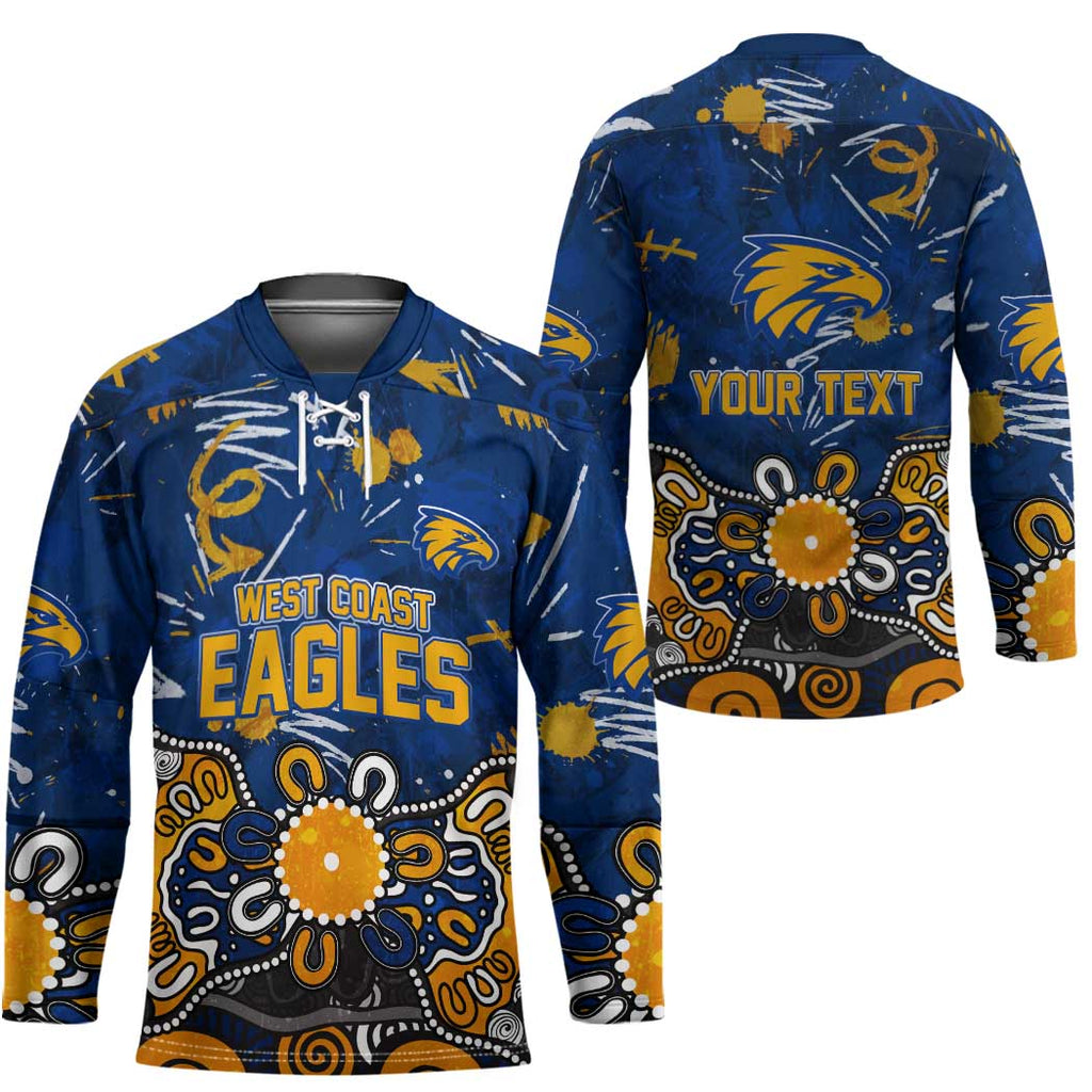 Personalized West Coast Eagles Hockey Jersey Aboriginal Dot Painting Graffiti Style