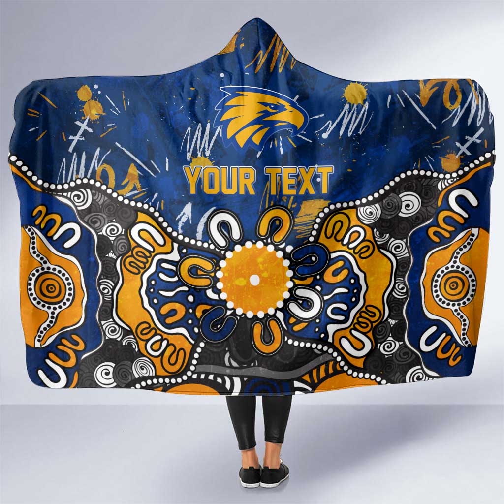 Personalized West Coast Eagles Hooded Blanket Aboriginal Dot Painting Graffiti Style