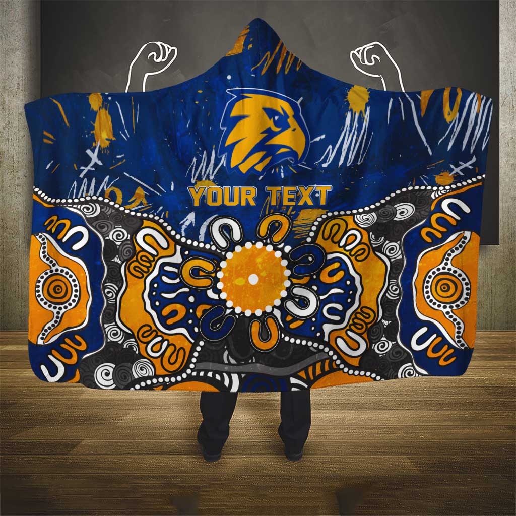 Personalized West Coast Eagles Hooded Blanket Aboriginal Dot Painting Graffiti Style
