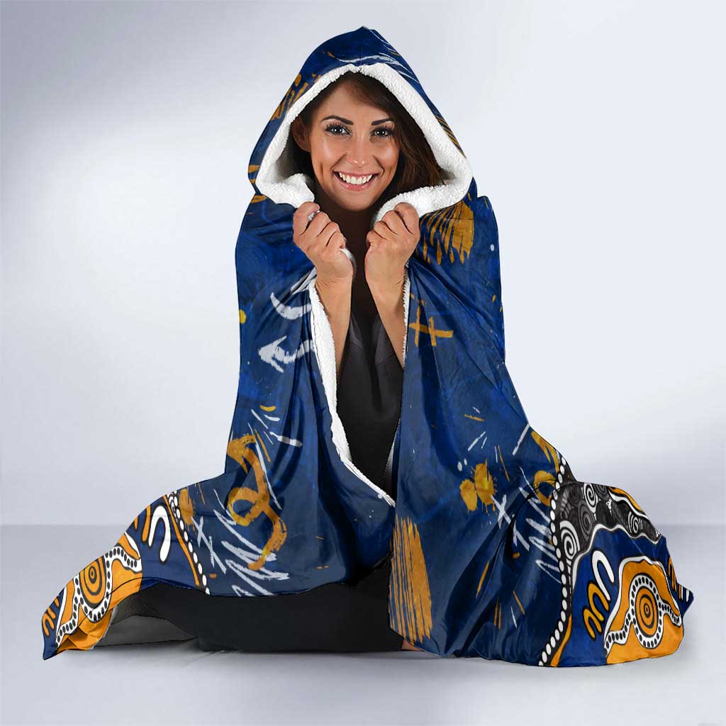 Personalized West Coast Eagles Hooded Blanket Aboriginal Dot Painting Graffiti Style