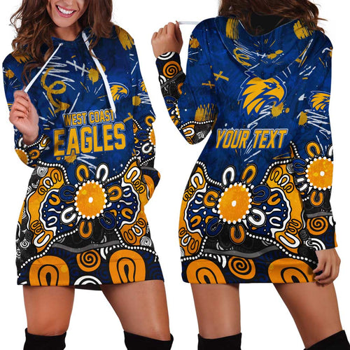 Personalized West Coast Eagles Hoodie Dress Aboriginal Dot Painting Graffiti Style
