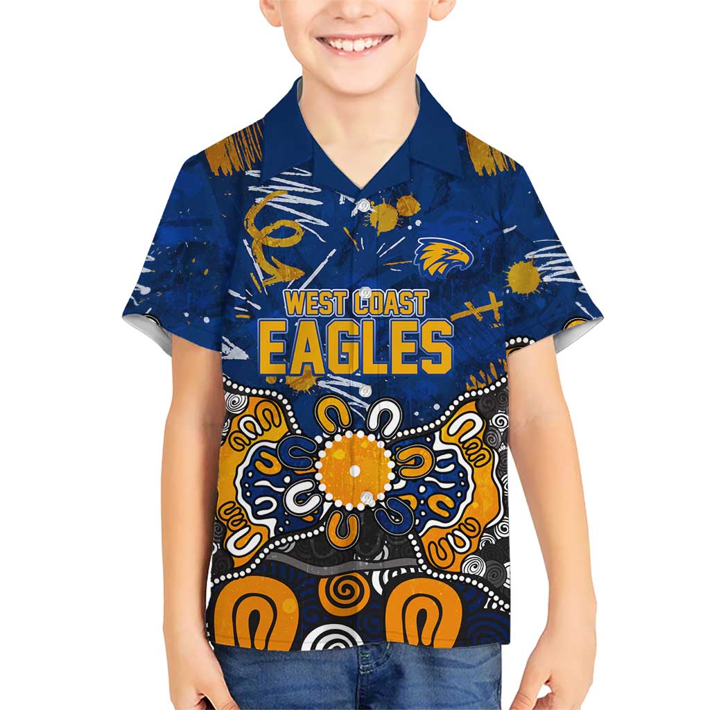 Personalized West Coast Eagles Kid Hawaiian Shirt Aboriginal Dot Painting Graffiti Style