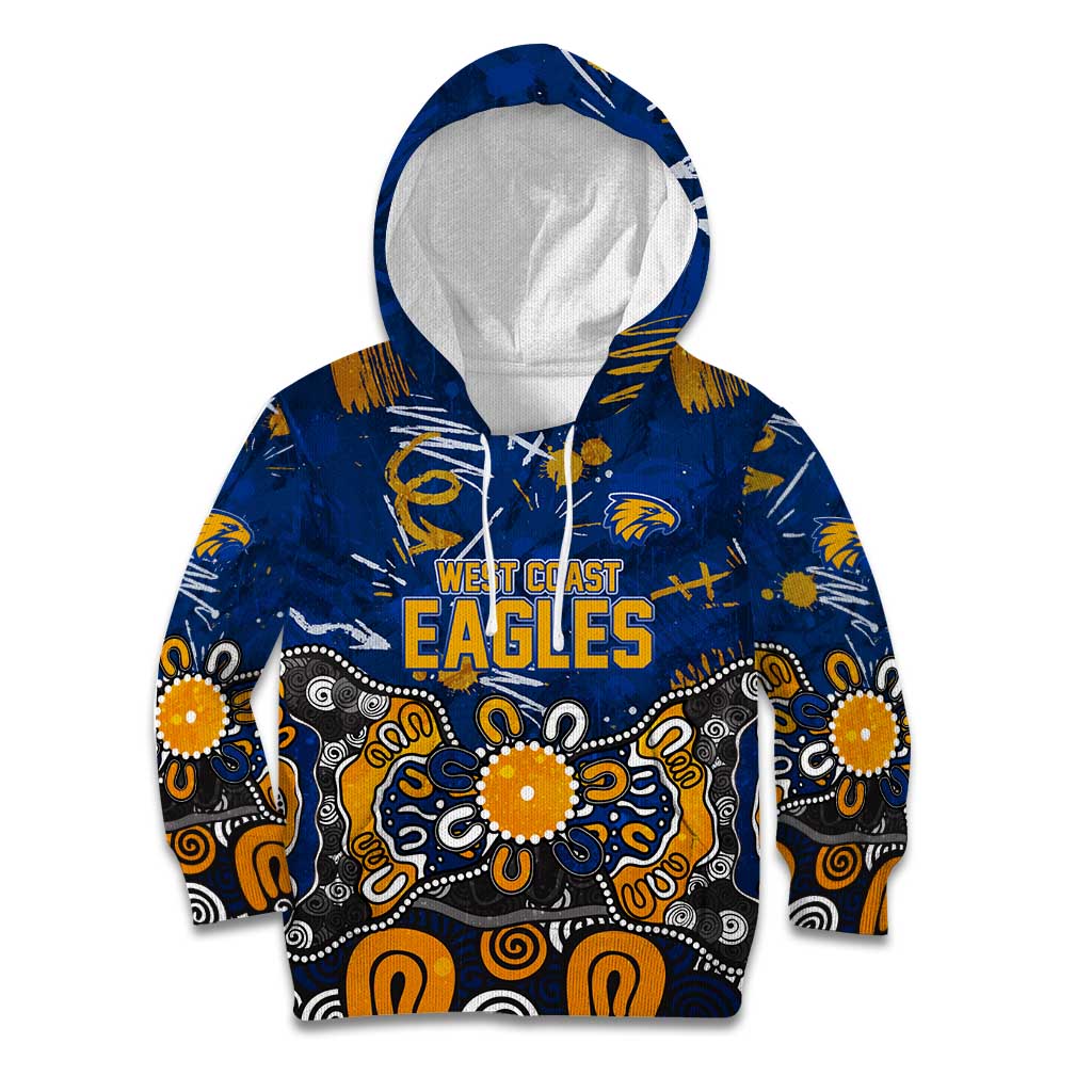 Personalized West Coast Eagles Kid Hoodie Aboriginal Dot Painting Graffiti Style