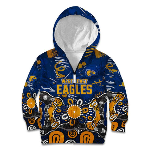 Personalized West Coast Eagles Kid Hoodie Aboriginal Dot Painting Graffiti Style