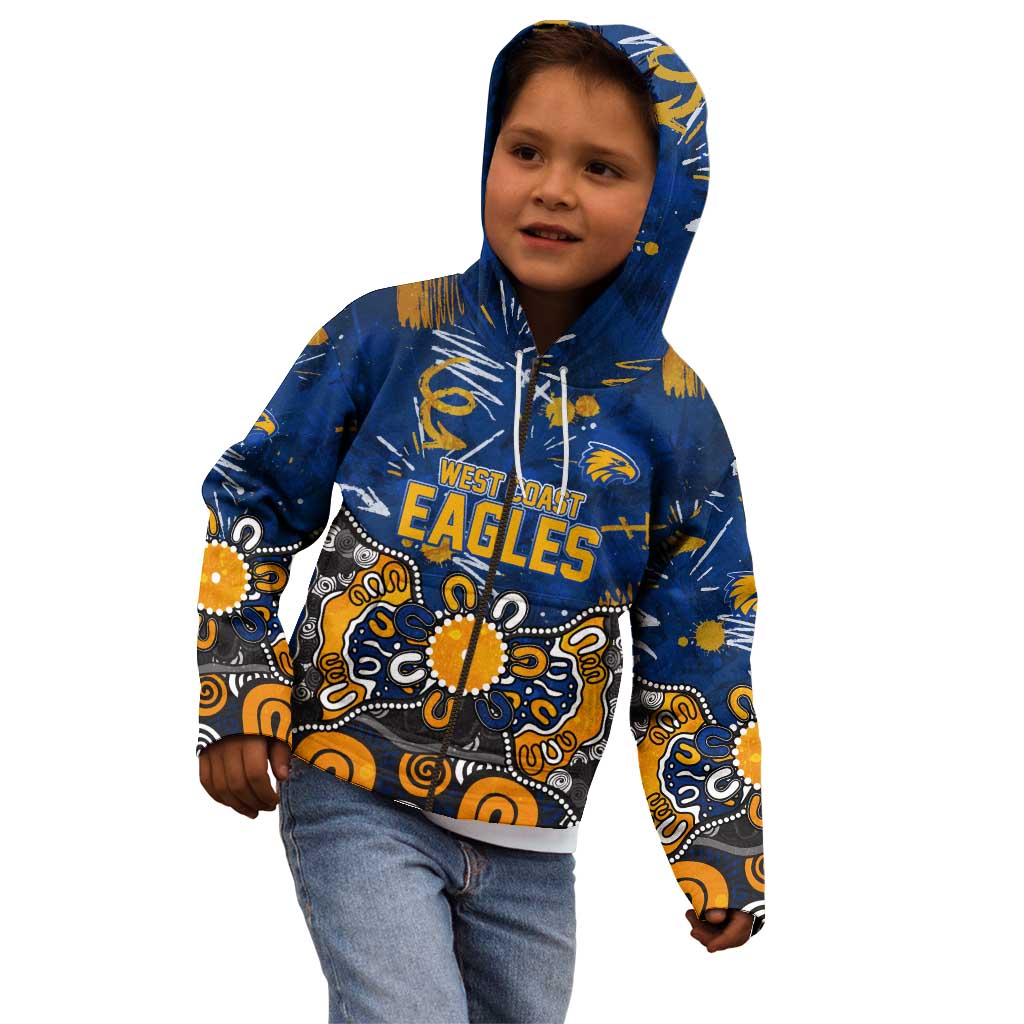 Personalized West Coast Eagles Kid Hoodie Aboriginal Dot Painting Graffiti Style
