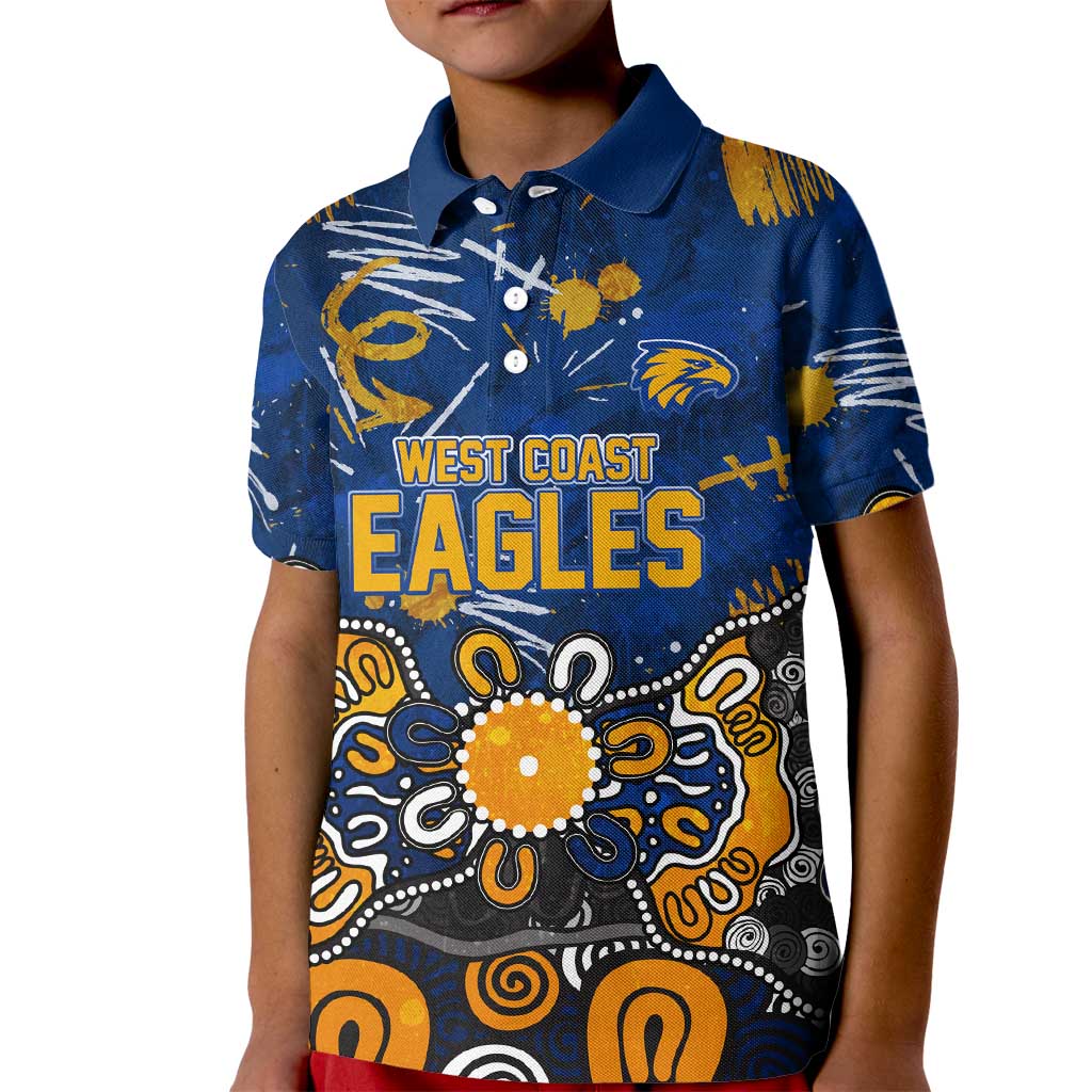 Personalized West Coast Eagles Kid Polo Shirt Aboriginal Dot Painting Graffiti Style