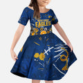 Personalized West Coast Eagles Kid Short Sleeve Dress Aboriginal Dot Painting Graffiti Style