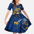 Personalized West Coast Eagles Kid Short Sleeve Dress Aboriginal Dot Painting Graffiti Style