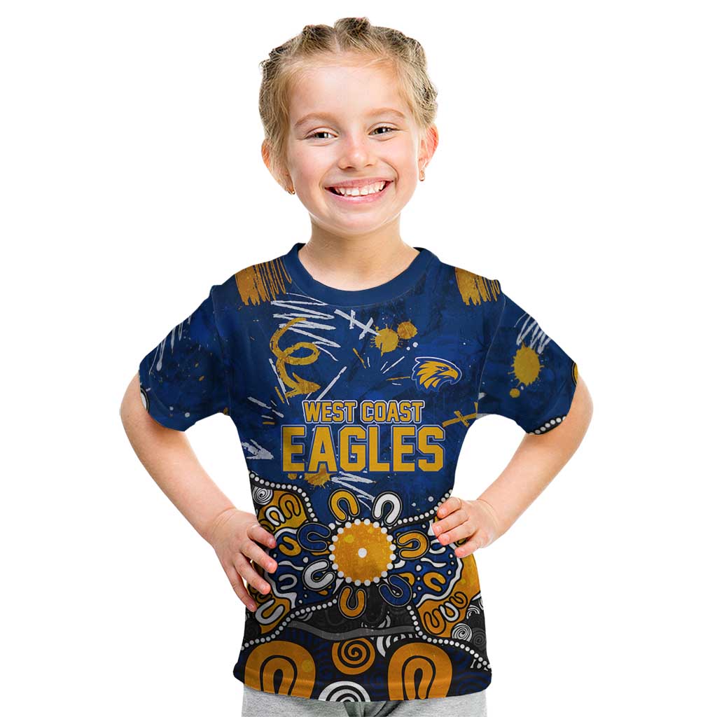 Personalized West Coast Eagles Kid T Shirt Aboriginal Dot Painting Graffiti Style