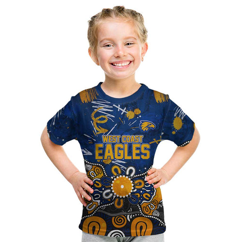 Personalized West Coast Eagles Kid T Shirt Aboriginal Dot Painting Graffiti Style