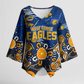 Personalized West Coast Eagles Kimono Sleeve Blouse Aboriginal Dot Painting Graffiti Style