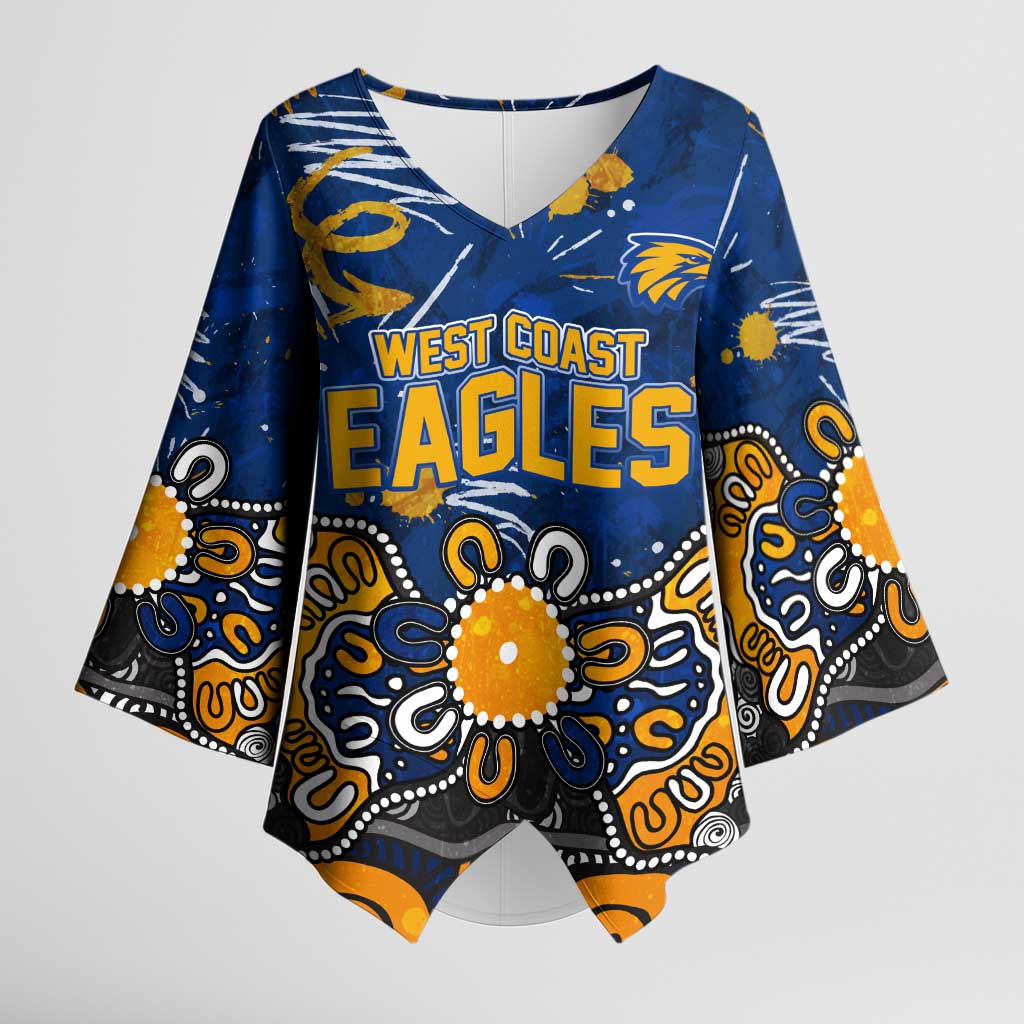 Personalized West Coast Eagles Kimono Sleeve Blouse Aboriginal Dot Painting Graffiti Style