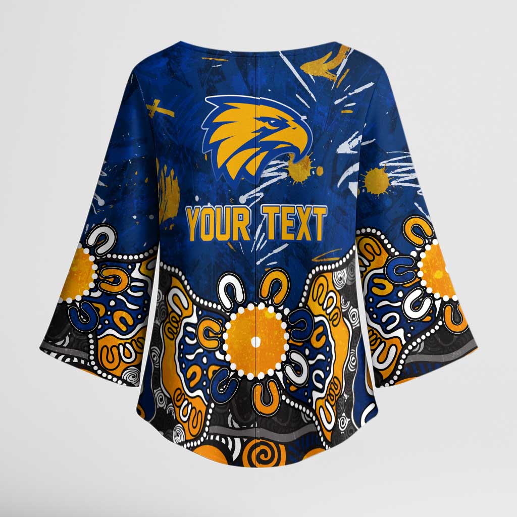 Personalized West Coast Eagles Kimono Sleeve Blouse Aboriginal Dot Painting Graffiti Style