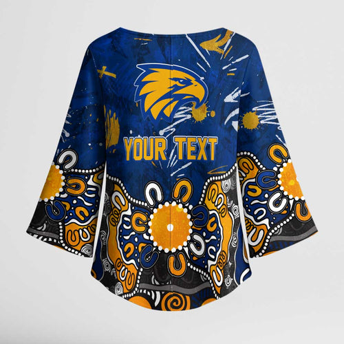 Personalized West Coast Eagles Kimono Sleeve Blouse Aboriginal Dot Painting Graffiti Style