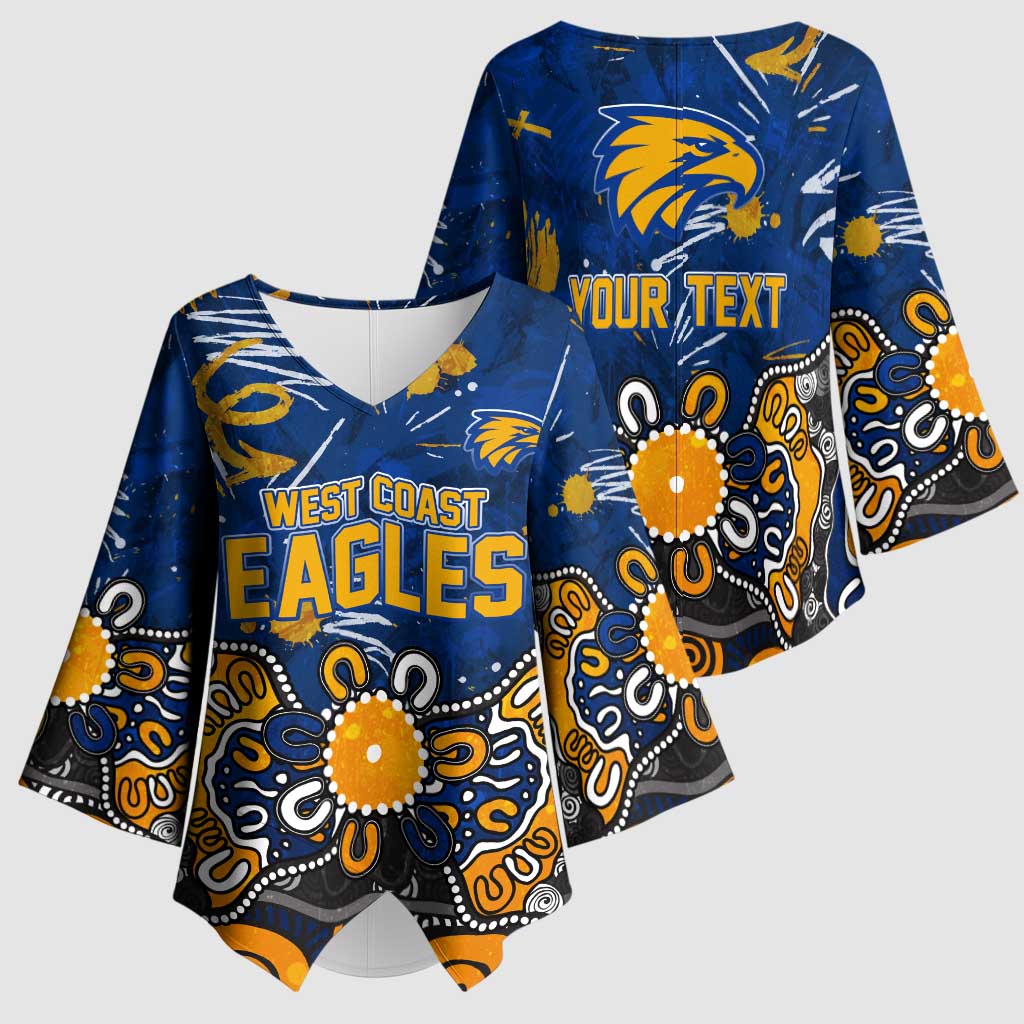 Personalized West Coast Eagles Kimono Sleeve Blouse Aboriginal Dot Painting Graffiti Style