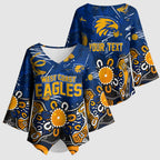 Personalized West Coast Eagles Kimono Sleeve Blouse Aboriginal Dot Painting Graffiti Style