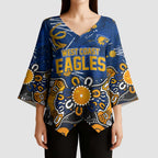 Personalized West Coast Eagles Kimono Sleeve Blouse Aboriginal Dot Painting Graffiti Style