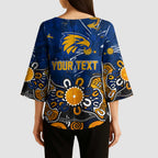 Personalized West Coast Eagles Kimono Sleeve Blouse Aboriginal Dot Painting Graffiti Style