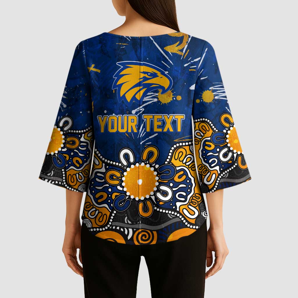 Personalized West Coast Eagles Kimono Sleeve Blouse Aboriginal Dot Painting Graffiti Style